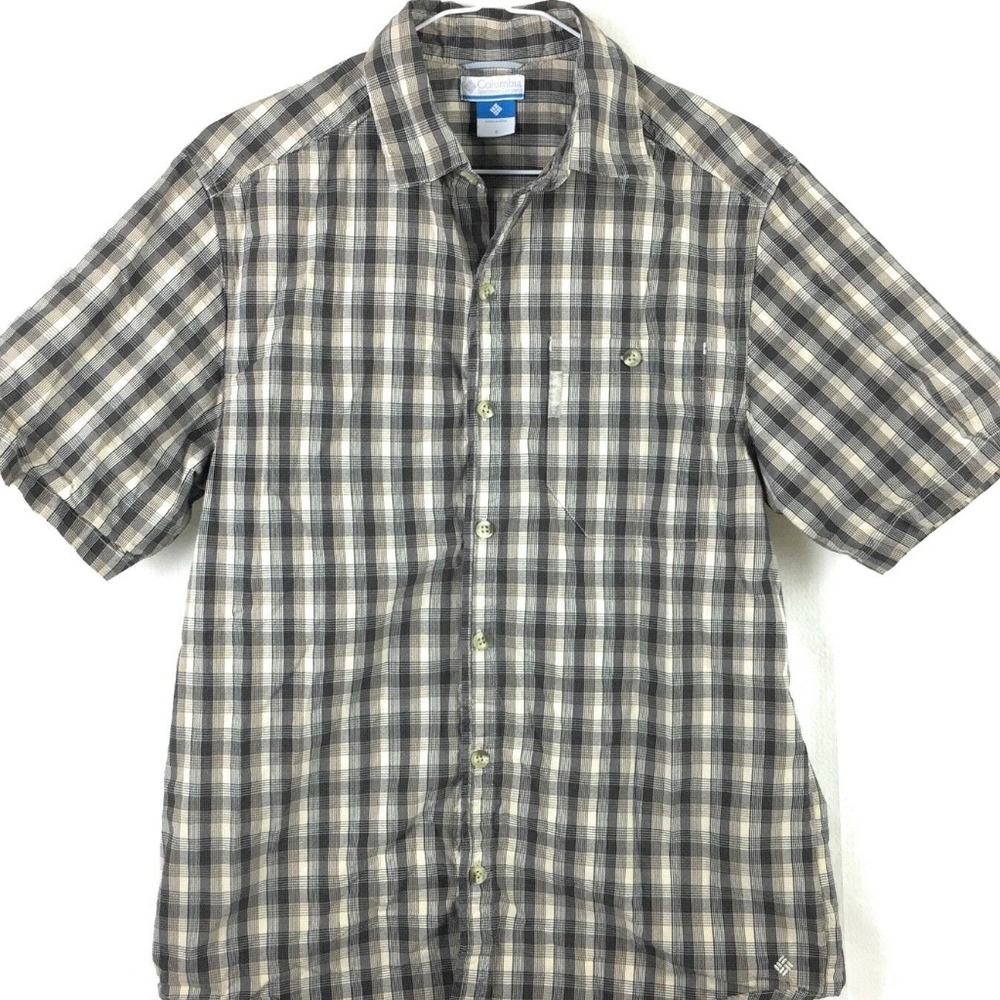 Men's Columbia Light Brown Plaid Casual Shirt